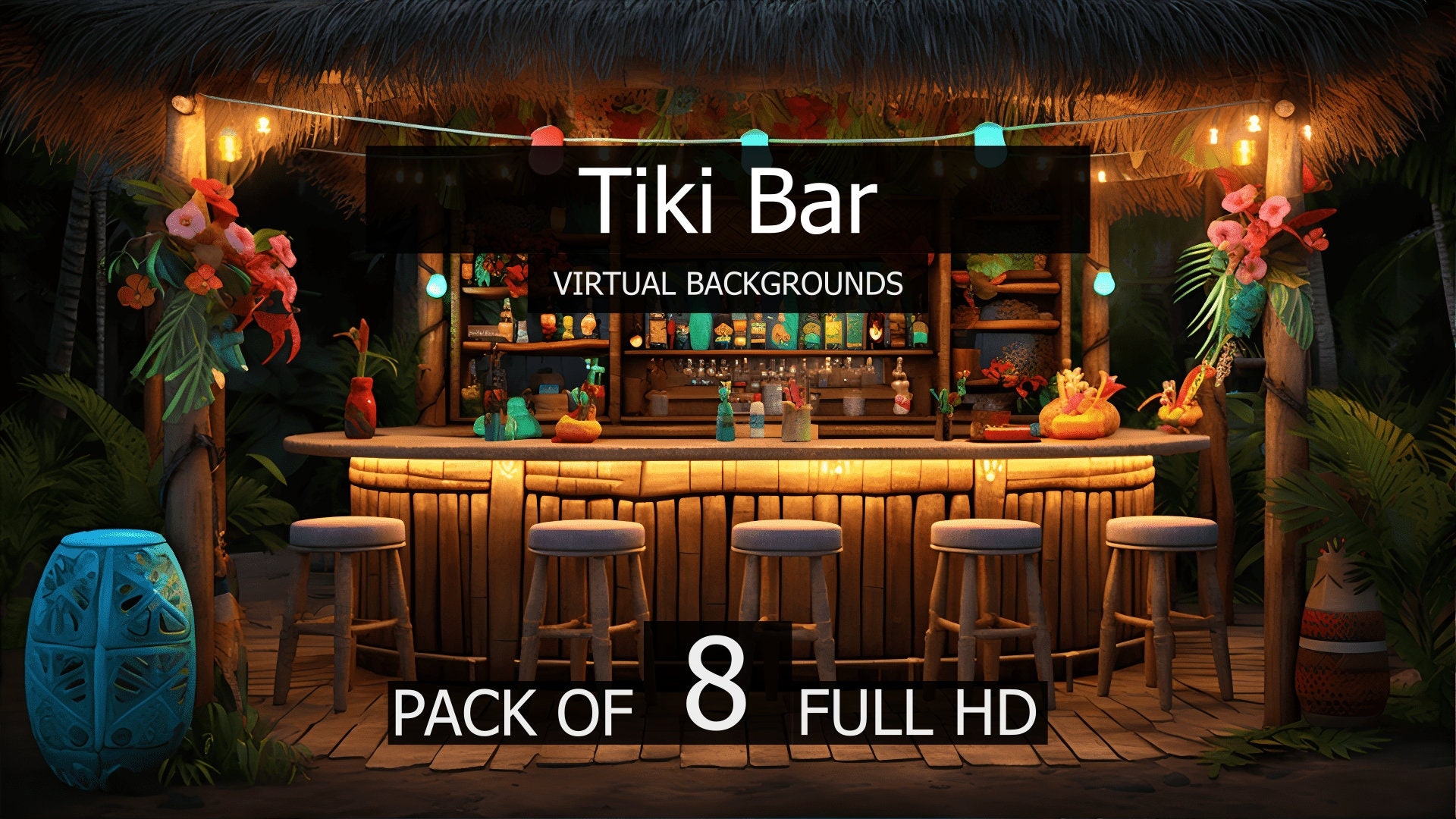 Tiki Bar Zoom Background Backdrop Digital Backdrop - Etsy Portugal