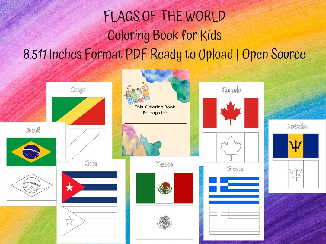 National Flags Coloring Pages for Kids Printable Coloring - Etsy