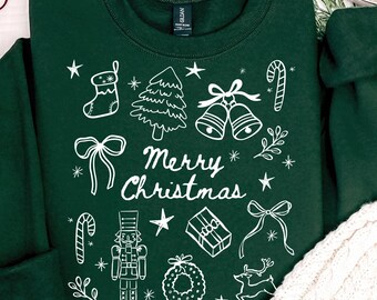 Merry Christmas Png, Christmas Doodle PNG, Christmas Coquette Bow Png, Retro Christmas, Christmas shirt, Sublimation Design