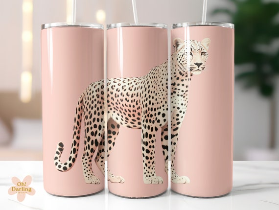 Pink Cheetah 20 Oz Skinny Tumbler Sublimation Design Digital