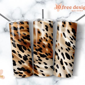 Cow Print Pattern 20oz Sublimation Tumbler Designs, cowgirl 9.2 x 8.3” Straight Skinny Tumbler Wrap PNG