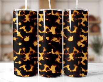 Tortoiseshell Seamless Pattern 20oz Skinny Tumbler Sublimation Design Digital Download PNG Tumbler Wrap