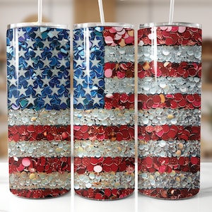 4. Juli 20 oz Tumbler Wrap Sublimationsdesign, Glitter Amerikanische Flagge, Vaterländische Tumbler PNG Designvorlagen, digitaler Download