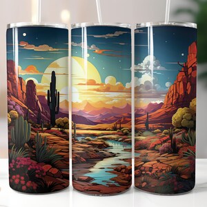 Boho Desert PNG Sublimation, Tumbler Sublimation wrap digital file, Tumbler Sublimation design download Straight Template