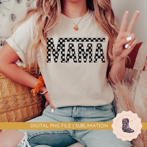 Checkered Mama PNG, Mama Png, Racing Mama T-shirt Design, Race Mama Sublimation, Retro Mama, Checkered PNG