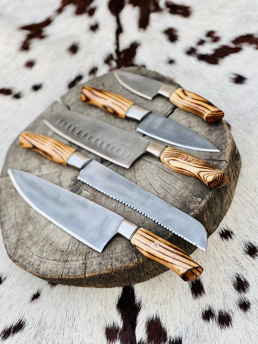 50 Stainless Steel Bow Knife, Bread Knife Blades, With Stainless Steel  Screws and Pattern for Wood Handle. USA NO COVERS 