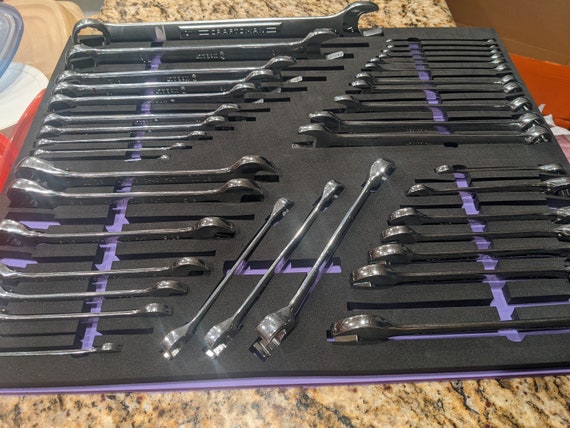 Tool Box Foam Templates for Cutting. Combo Wrenches and Crows Feet. 