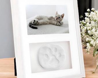 Cornice portafoto con impronta di zampa di animale domestico, ricordo commemorativo di animale domestico, ritratto di animale domestico con impronta di zampa, foto di animale domestico con impronta di zampa