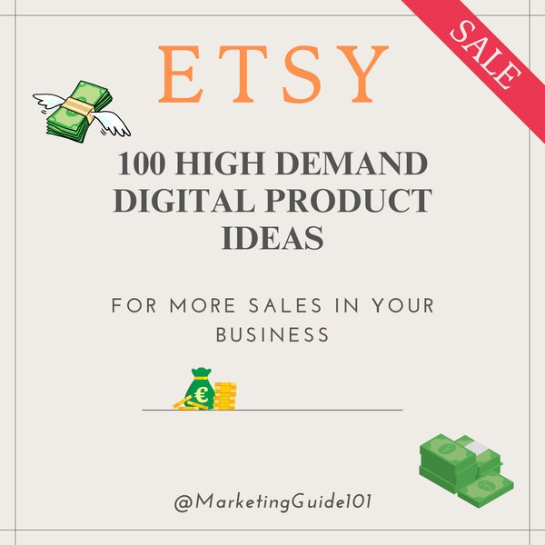 Top selling creative helpful digital Idea List / 100 most selling product ideas for your Etsy shop / Bestseller E-Book guide for Success