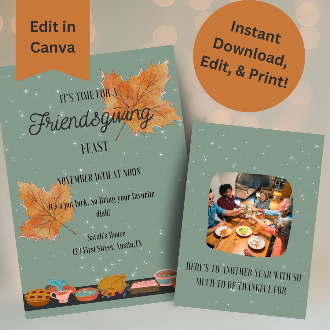 Friendsgiving Invitation Template Friendsgiving Favors Etsy Friendsgiving Invitation Template Friendsgiving Favors Etsy