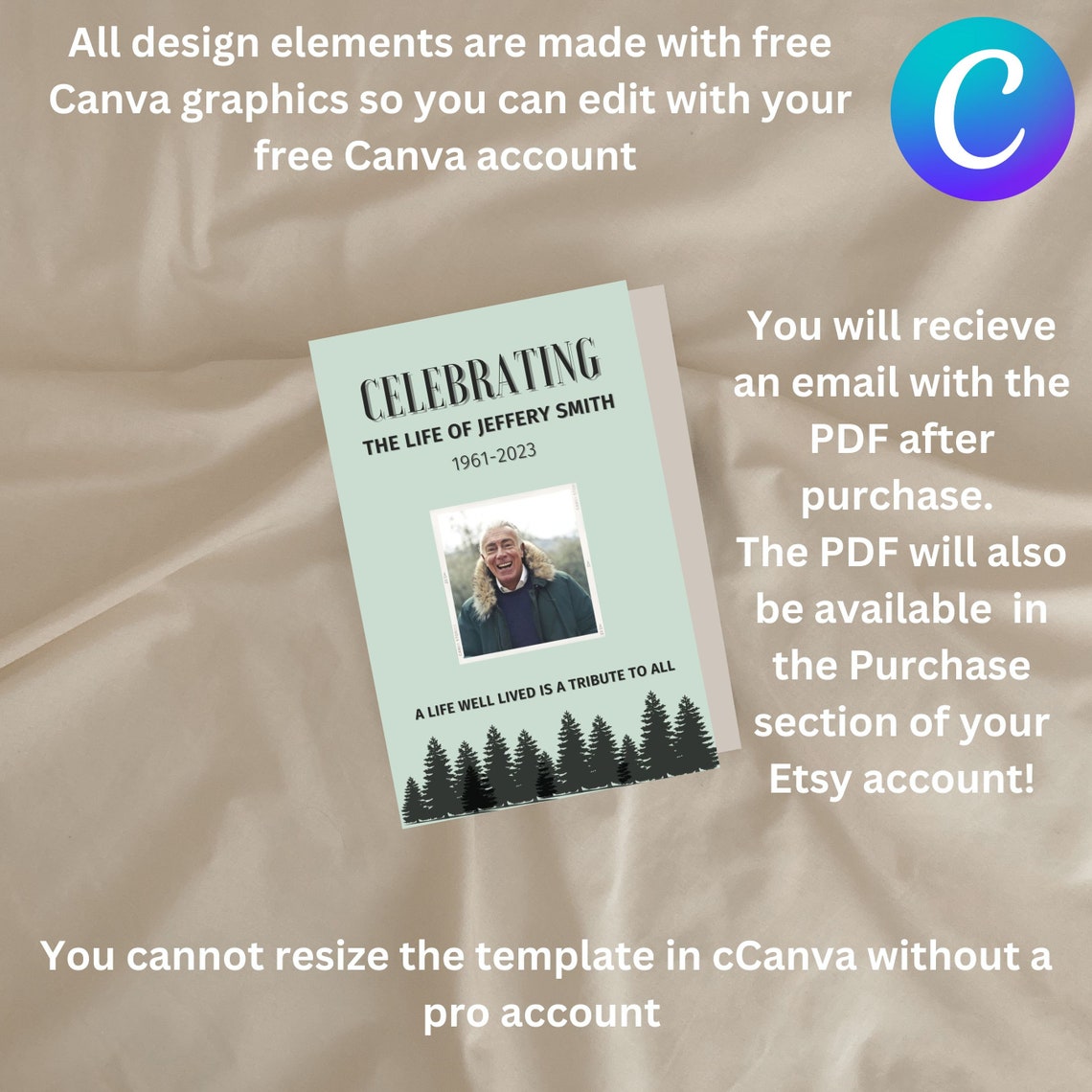 Celebration of Life Template Funeral Program Template for - Etsy