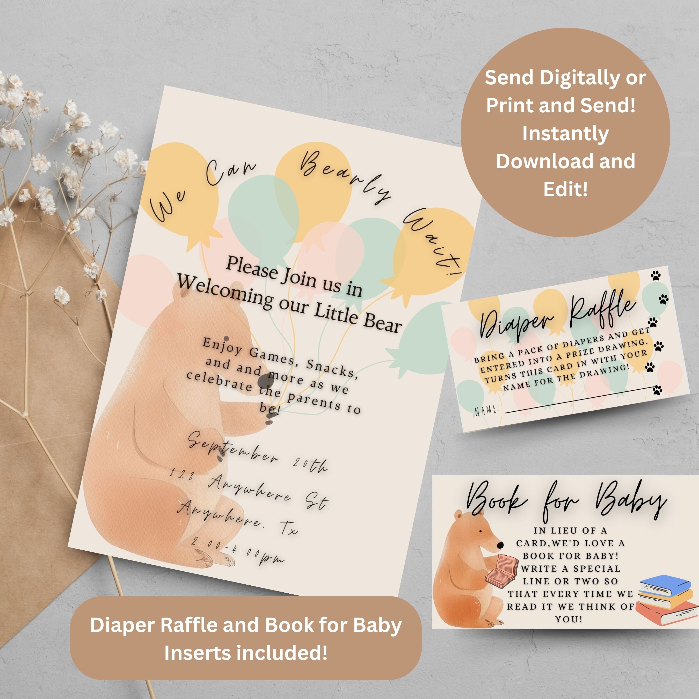 Teddy Bear Baby Shower Invitations Bear Themed Baby Shower We Can Bearly Wait Baby Shower Invitations Bear Baby Shower Invite