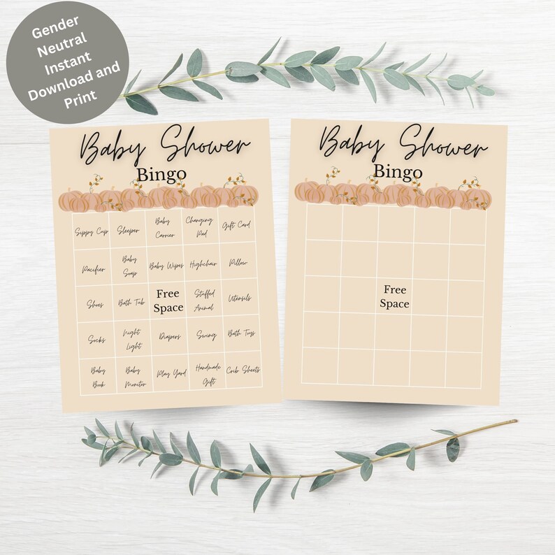 Fall Baby Shower Games Baby Shower Bingo, Little Pumpkin Baby Shower