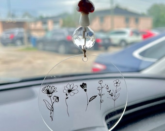 Rear View Mirror Car Acrylic Accessory Charm, vinyl car charm, Cute rearview mirror car accessories, customizable car charm for rear view