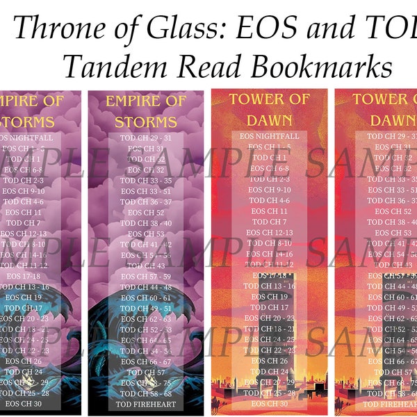 Throne of Glass Tandem Read Bookmark | Empire of Storms & Tower of Dawn | High Quality Print Set of 2