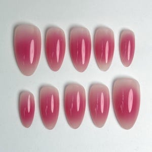 Pink Aura Press On Nails, Handmade Almond Press On Nails, Glossy Faux Acrylic Nails, Cute Pink Blush Press On Nails