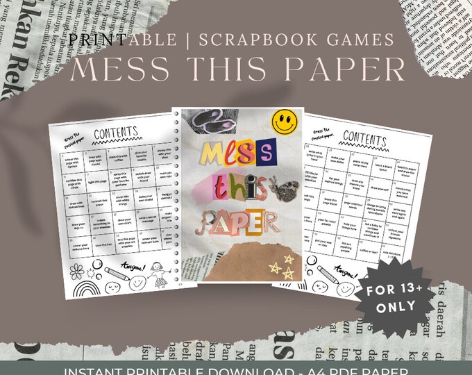 50 Pages Mess This Paper, Printable PDF Instant Download, Wreck This ...