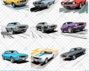 1967-69 Camaro Graphic Art: Chevy Muscle Car Designs (SVG, PNG Digital Download)