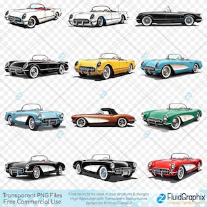 May include: Collection of classic convertible car illustrations in various colors, including white, black, yellow, blue, brown, and red. Each car has a distinct design with white-walled tires and a sleek, vintage aesthetic. Perfect for print on demand.