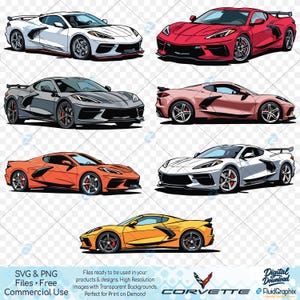 Chevy Corvette C8 SVG and PNG, Classic Car, C8 Chevrolet Corvette, Stingray, Vette Logo, 9 designs