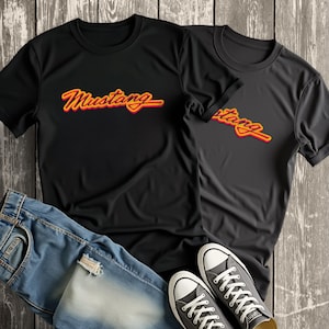Retro Mustang Script Graphic Tee: Ford Muscle Car Shirt