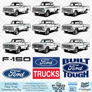 Vintage Ford Truck SVG Bundle: F-100 & F-150 Clipart (30 Designs)