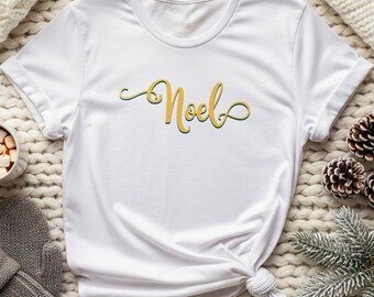 Noel Christmas Shirt: Script Holiday T-Shirt, Gildan Cotton Softstyle Tee, Minimal Festive Design