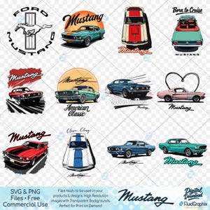 Ford Mustang SVG Bundle: 1960s-70s Muscle Car Designs (Digital Download)