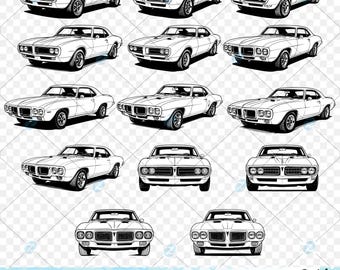 Pontiac Firebird SVG PNG Art: 1967-1969 Muscle Car Designs (Digital Download, 17 Files)