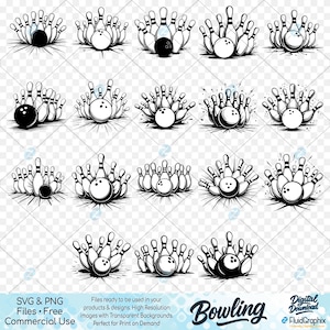 Bowling svg and png Bundle, Fun Bowling graphics, Leagues, Parties, Tournaments, Game nights, svg and png files included