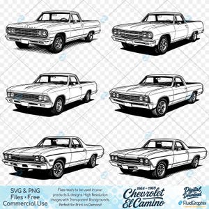 Chevy El Camino SVG and PNG, Chevy Classic Car, 60&#39;s Chevrolet El Camino, Chevrolet Classics, 1964 - 1969 model years, 12 designs