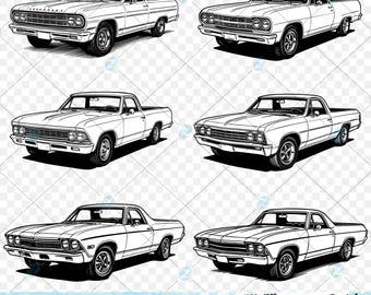 Chevy El Camino SVG PNG Bundle: 60s Classic Car Designs (Digital Download)