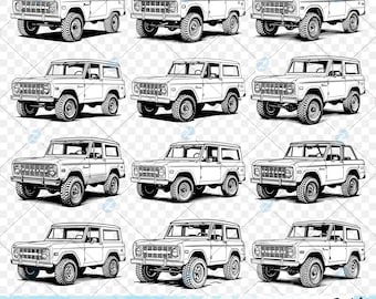 Ford Bronco SVG PNG: 1966-1976 Oldtimer Designs (Digitaler Download)