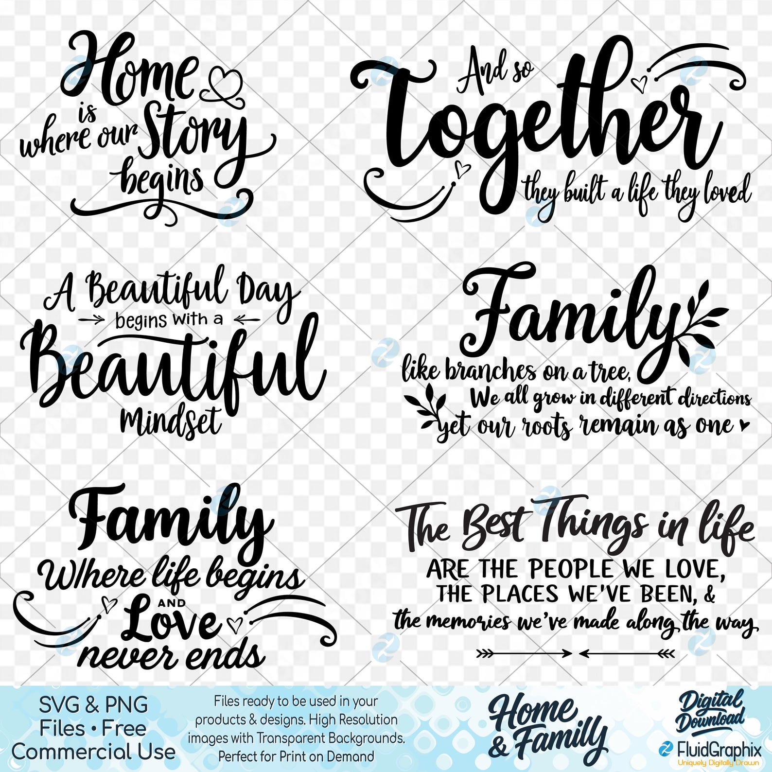 Home Family Sign SVG Bundle: Home Decor Graphics (digital Download, 12 ...