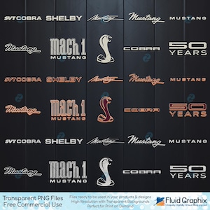 3D Mustang Logo PNG Bundle: Retro Muscle Car Clipart (30 Files) (Digital Download)
