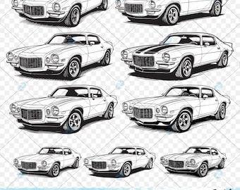 1970-1973 Chevy Camaro SVG PNG Bundle: Classic Car Designs (Digital Download