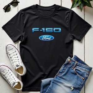 Ford F-150 T-Shirt: Blue Chrome Logo, Classic Truck Tee