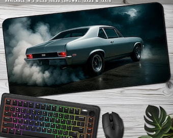 Chevy Nova SS Desk Mat: Mouse Pad Scene for Muscle Car Enthusiasts, Home Office