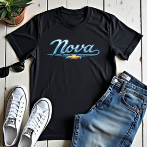 Chevy Nova Logo Shirt, Retro Chevy Nova T, Classic Chevrolet Muscle Car T, Vintage GM Logo Graphic Shirt, Car Enthusiast Gift, Gildan 64000