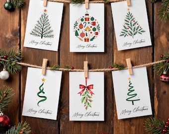Printable Christmas Cards Bundle: DIY Digital Download (PDF, PNG Files)