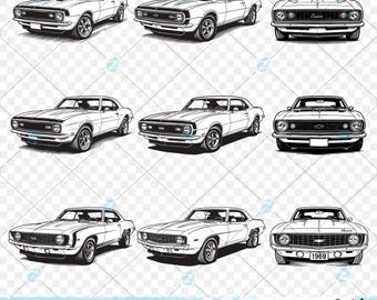 1967-69 Chevy Camaro SVG: Classic Car Clipart, 12 Designs (Digital Download