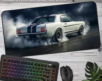 1965 Ford Mustang Desk Mat: Mouse Pad Scene for Muscle Car Enthusiasts, Home Office