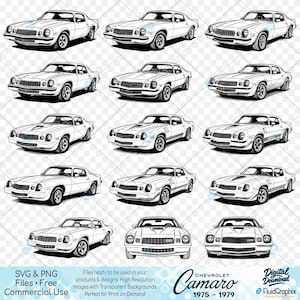 Chevy Camaro Z28 SVG PNG: 70s Classic Car Designs (Digital Download)