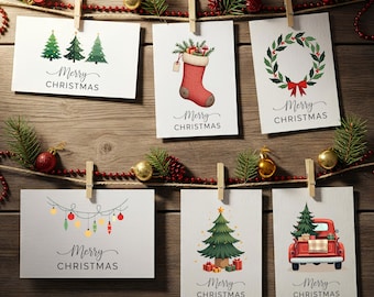 Printable Christmas Card Design Bundle: Merry Christmas Clipart & Holiday Quotes PNG PDF