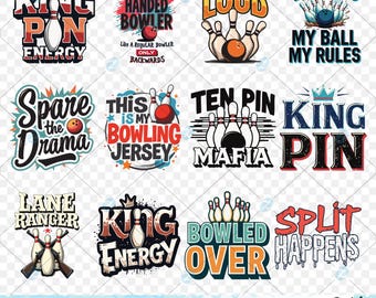Bowling SVG PNG Bundle: Commercial Use Clipart (Digital Download