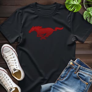 Bold Mustang T-Shirt: Ford Red Mustang Logo Graphic Tee, Car Lover Gift