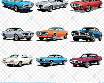 1967-1969 Firebird SVG: Retro Muscle Car Graphics (Digital Download, 10 Designs)
