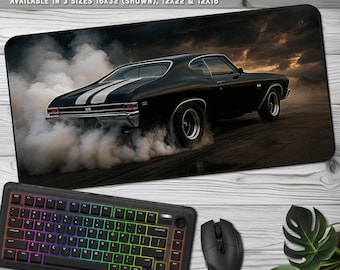 1969 Chevelle SS Desk Mat: Mouse Pad Scene for Muscle Car Enthusiasts, Home Office