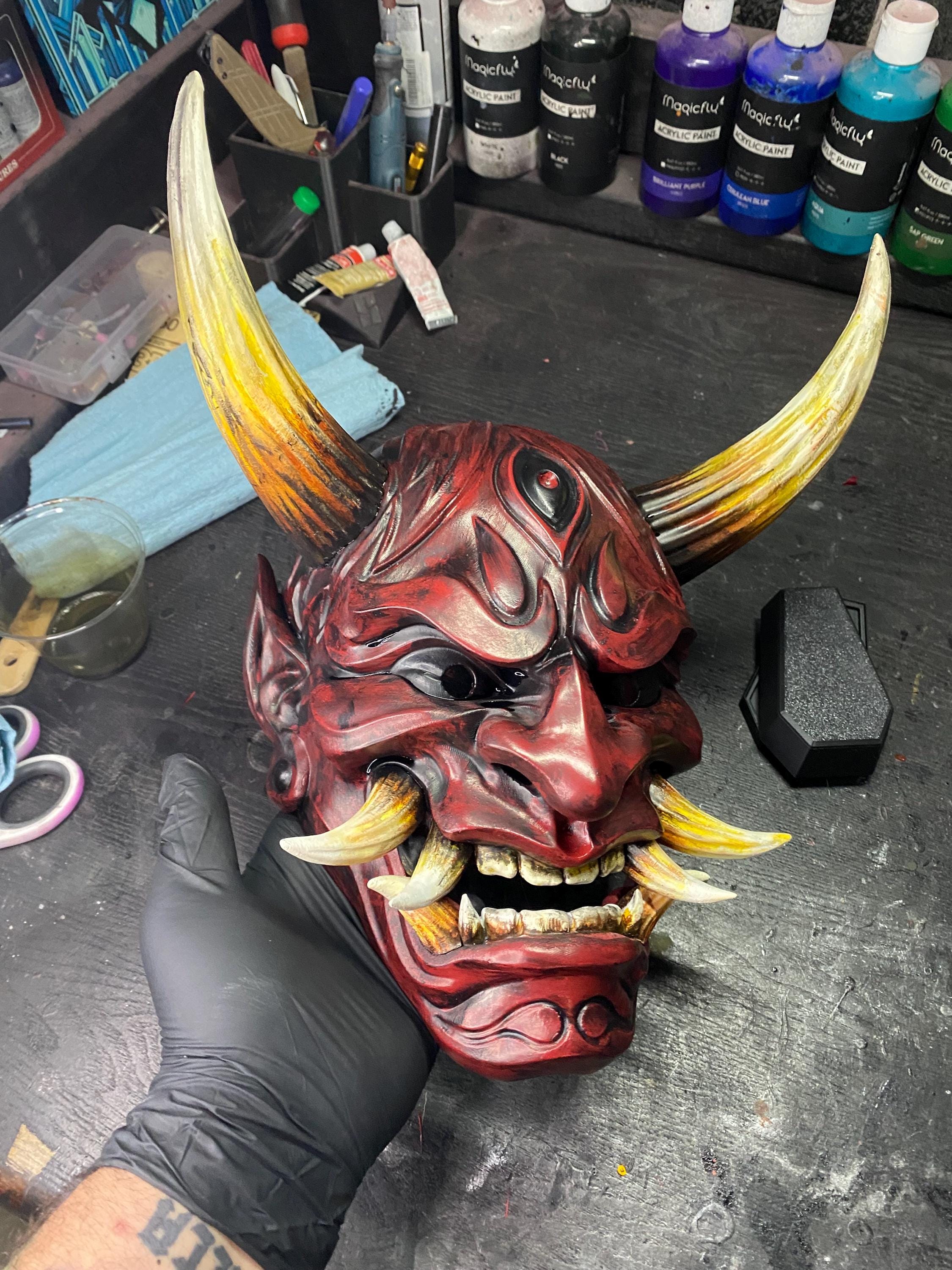 Wooden Oni Mask - Etsy