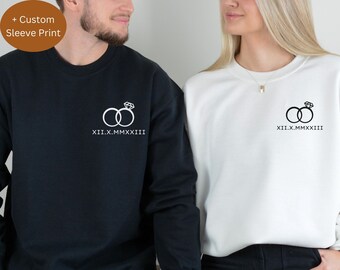 Custom Roman Numerals Sweatshirt, Couples Matching Shirt, Personalized Anniversary Gift, Gift for Wife, Wedding Gift, Valentine’s Day Gift